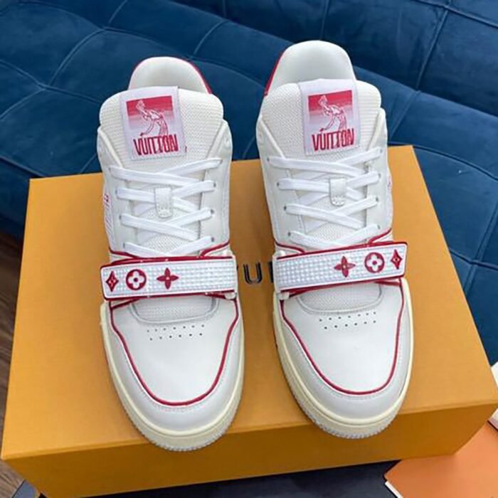 LV Trainer Velcro Strap Monogram 'Red White' - Image 8