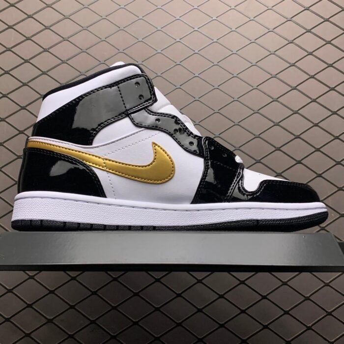 Air Jordan 1 Mid Patent 'Black Gold' - Image 3